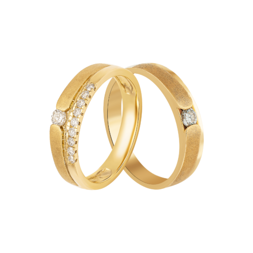 Cặp Nhẫn Cưới Kim Cương Vàng 18k Pnj Vàng Son 00165-00918