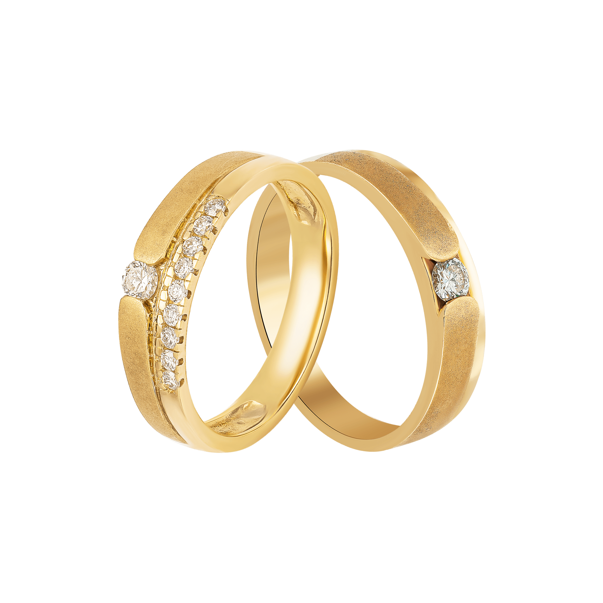 Cặp Nhẫn Cưới Kim Cương Vàng 18k Pnj Vàng Son 00165-00918