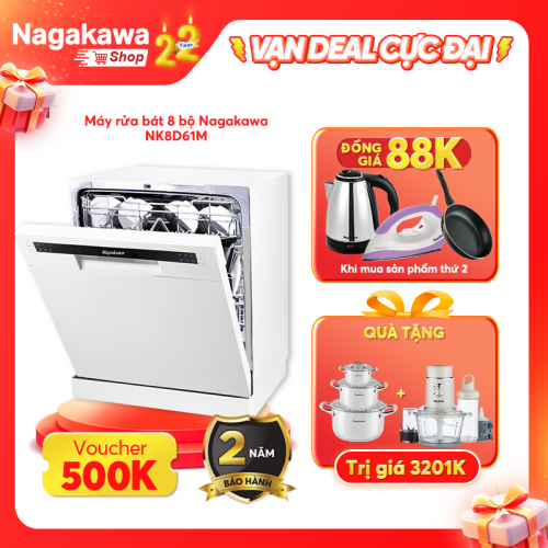 Máy Rửa Bát 8 Bộ Cao Cấp Nagakawa Nk8d61m- Bảo Hành 2 Năm - Made In Malaysia